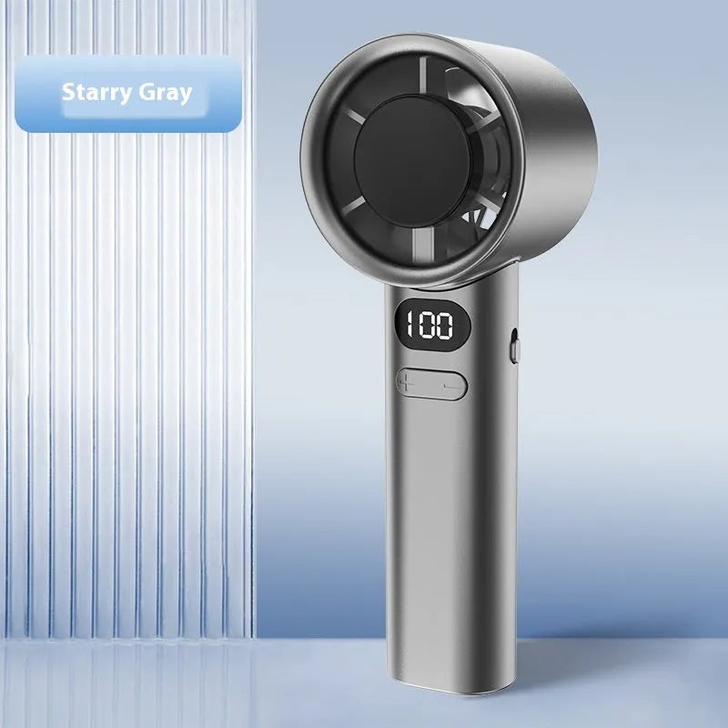 USB rechargeable handheld personal fan with six plastic blades in silver colour