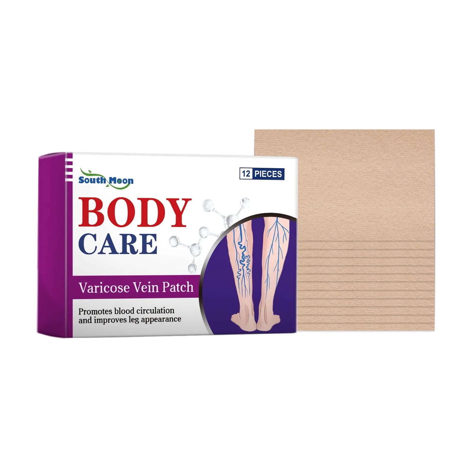 Pack of 12 leg care patches with plant ingredients for body nourishment and massage