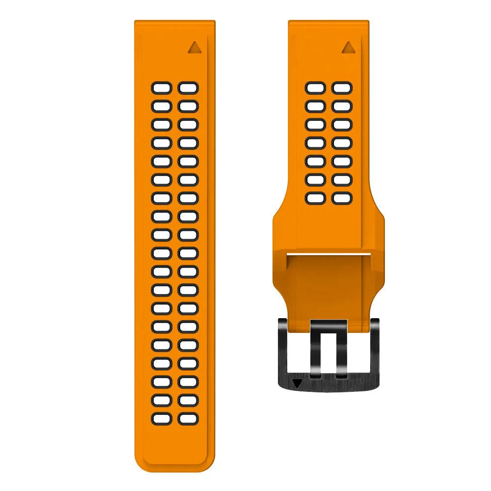 Two-colour silicone watch strap with quick-release pins and pin buckle in sport style