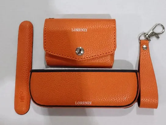 Light luxury PU leather storage organiser bag in leopard print and yellow colours with a zip closure.