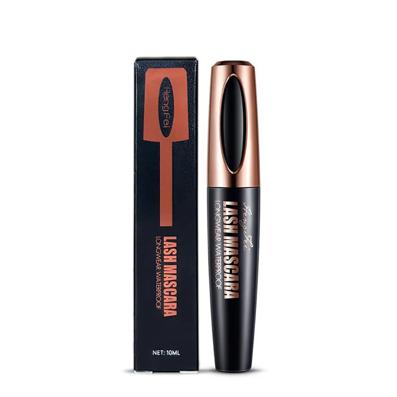 Black waterproof and sweat-proof mascara tube for long-lasting, smudge-resistant volume and curl.