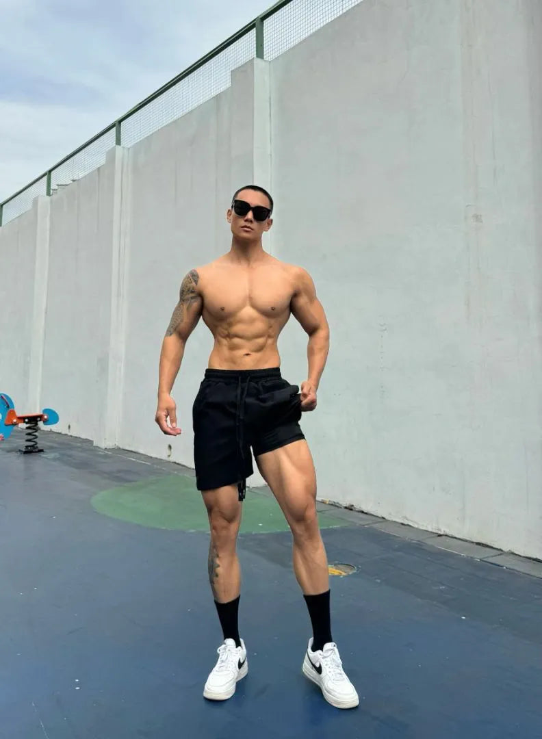 Men's ice silk quick-drying double-layer shorts in multiple colours