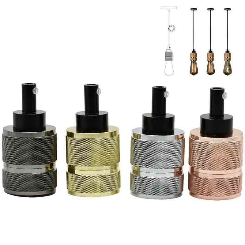 DIY decorative chandelier assembly kit with braided power cord and electroplated lamp holder in multiple colour finishes