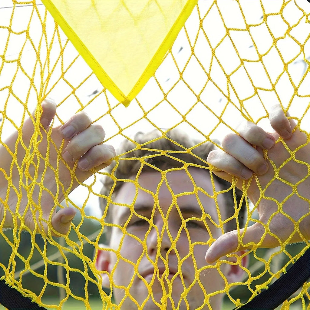 Portable soccer training goal with net measuring 183cm wide by 91cm tall