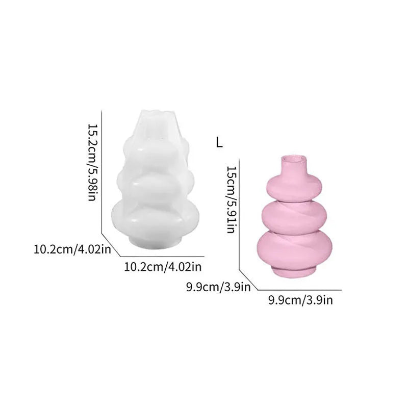 Three layer circle vase silicone mould for cake decoration in modern simplicity style