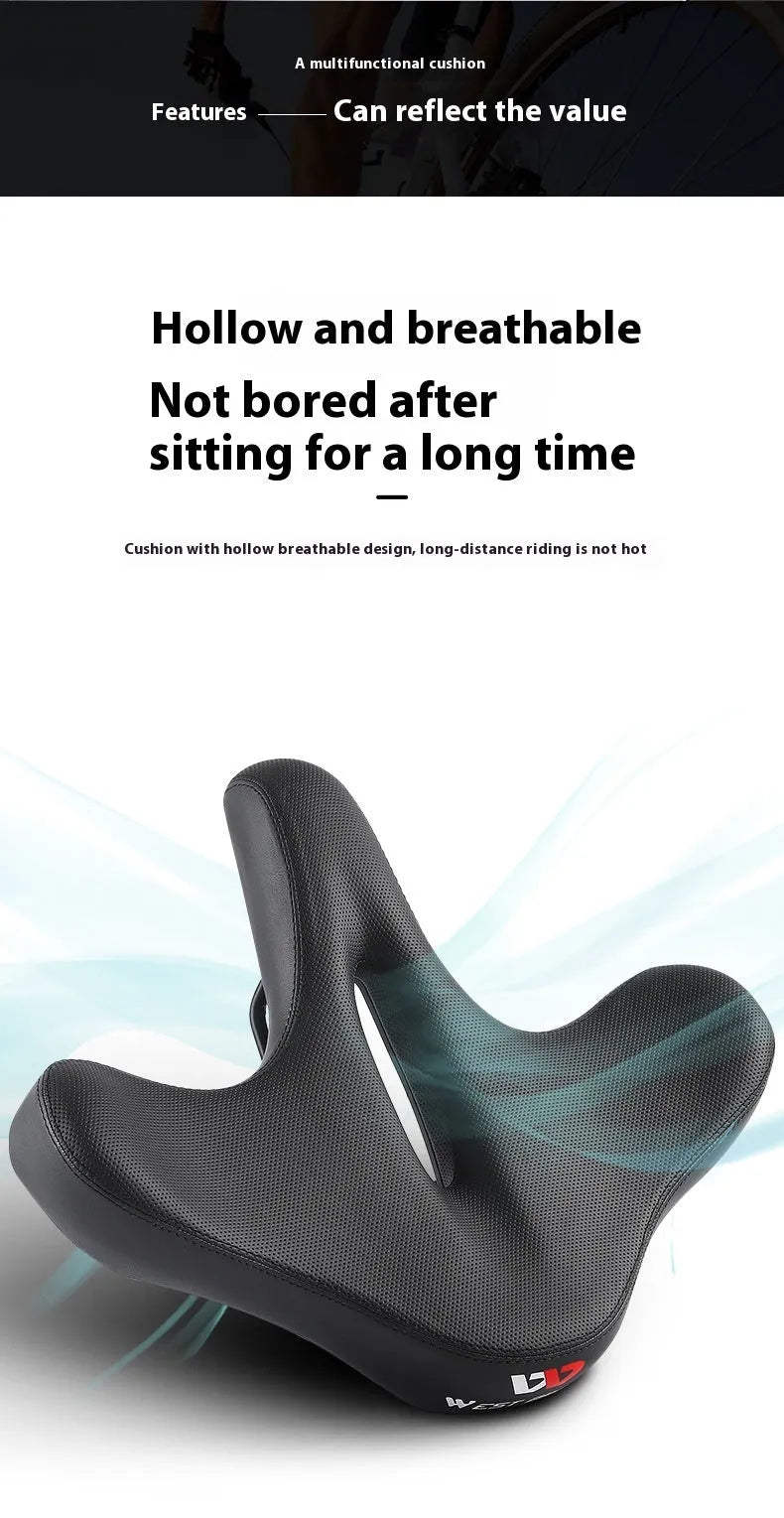 Black leather bicycle saddle cushion with polyurethane foam padding