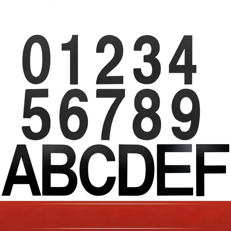 Black stainless steel sticky digital house number 7.5cm waterproof outdoor sign