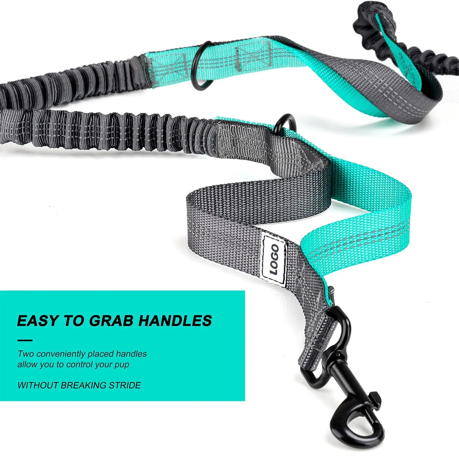 Black outdoor dog walking set with waist bag and leash combination for hands-free pet control