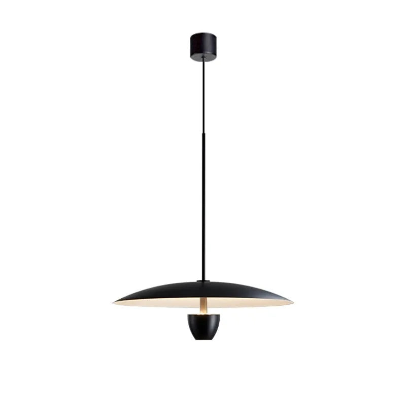 Modern black minimalist chandelier with warm white lighting, 400mm size