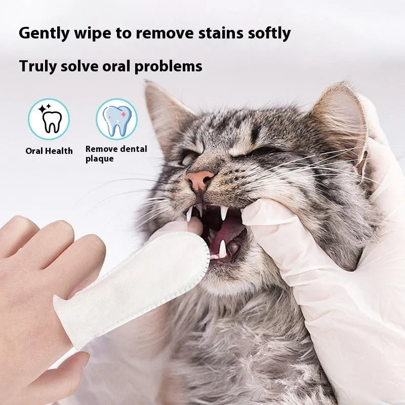 Pack of 50 white non-woven fabric finger stalls for pet dental cleaning