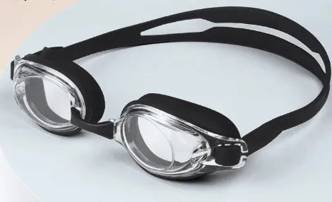 Black prescription swimming goggles for myopia with protective case