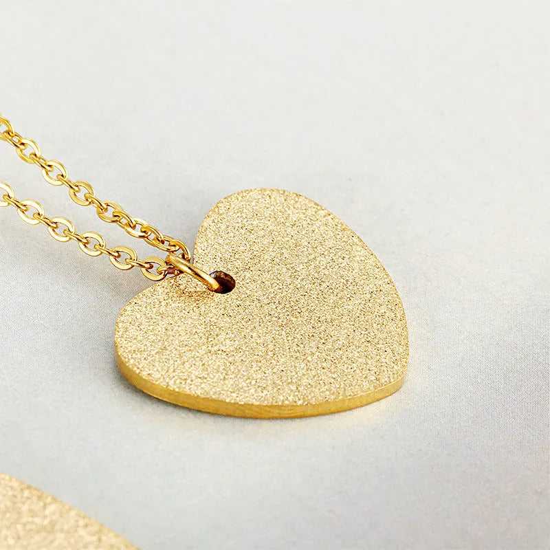 Women's geometric heart-shaped titanium steel necklace pendant colour KN25736-Z