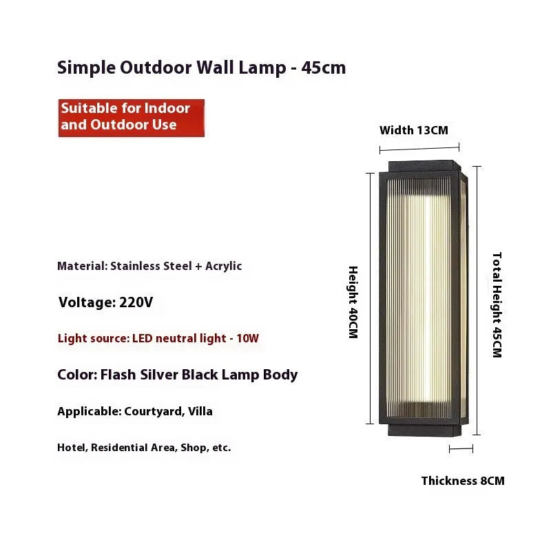 Stainless steel outdoor wall lamp with waterproof rating for garden installation