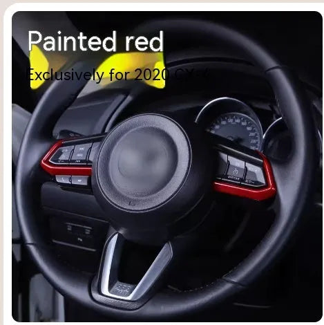 Atz aluminium alloy steering wheel decorative sticker set showing brushed red, silver, and blue hollow buttons