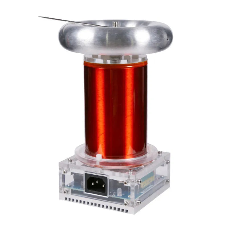 Tesla coil driver board unit with controller and cables for musical lightning displays.