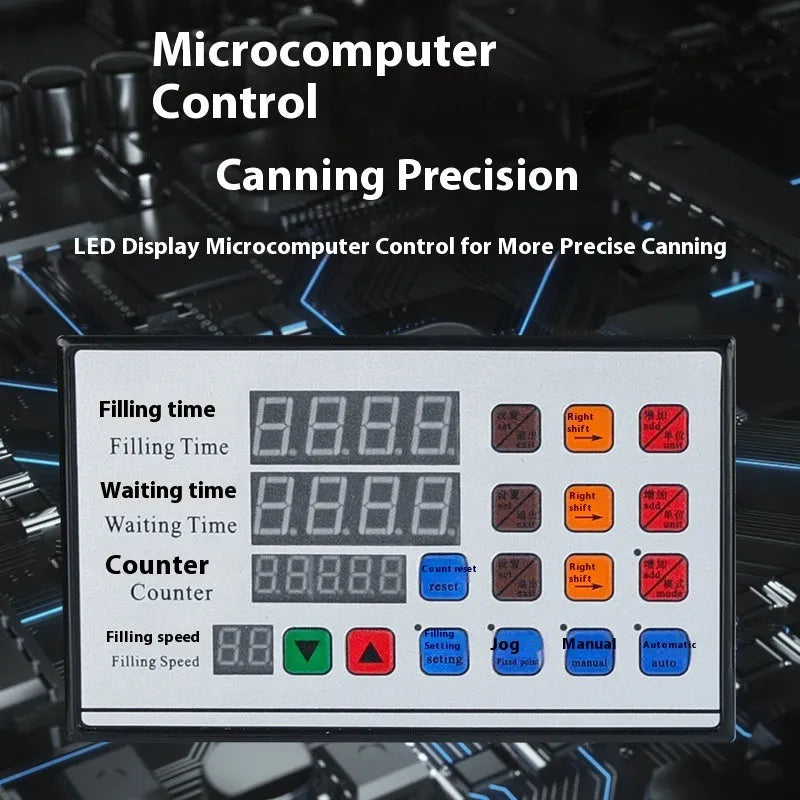 GFK-280 model CNC liquid filling machine with digital controls on a workbench.