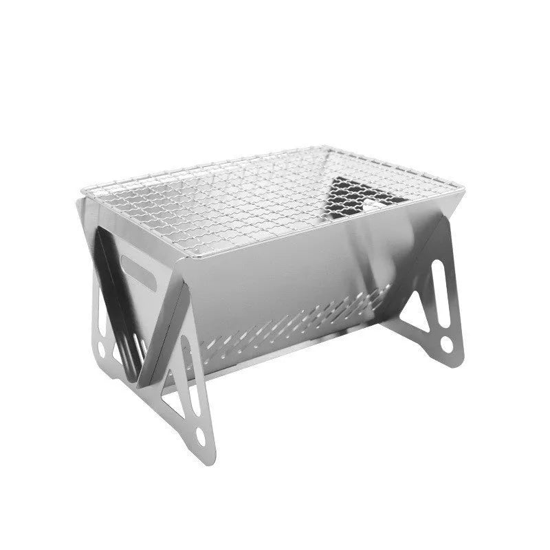 Large stainless steel folding barbecue oven with grill rack and storage bag