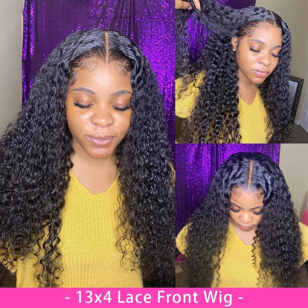 Curly human hair lace front wig with hand-woven construction in various lengths