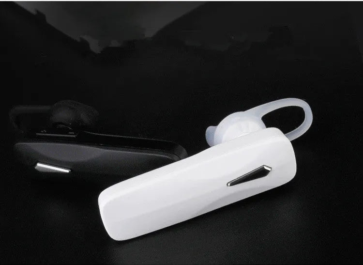 M163 Bluetooth car headset with call and music controls shown in black and white colour options