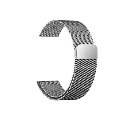 Stainless steel watch strap showing silver, black, gold, and rose gold colour options