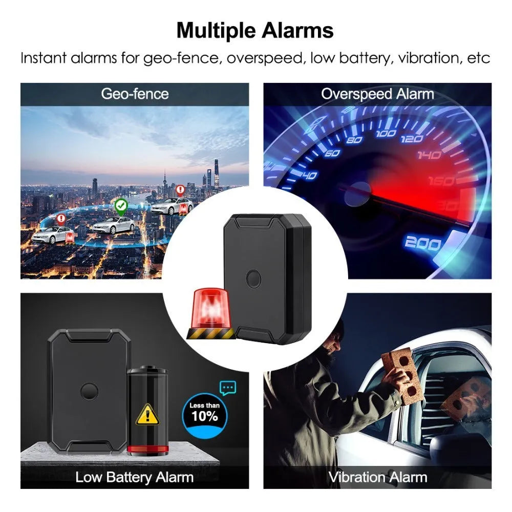 Black GPS car locator device with 6000mAh battery for long standby life.
