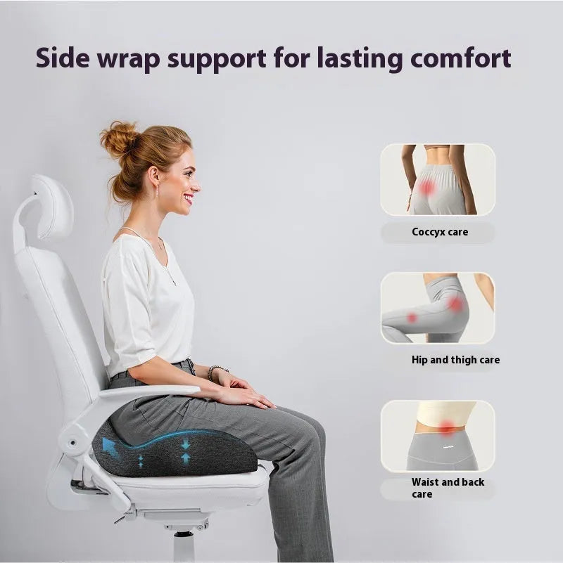 Memory foam office chair cushion in solid colour on chair
