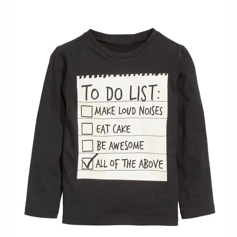 Boys' blue cotton long sleeve t-shirt with letter print and matching pants, a two-piece casual clothing set.