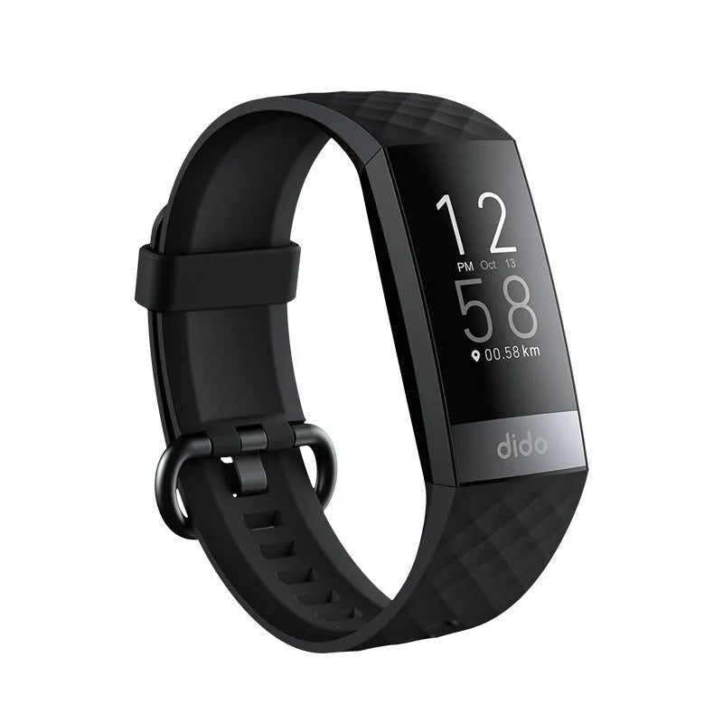 Black smart bracelet with health monitoring for blood pressure, blood oxygen, heart rate and ECG