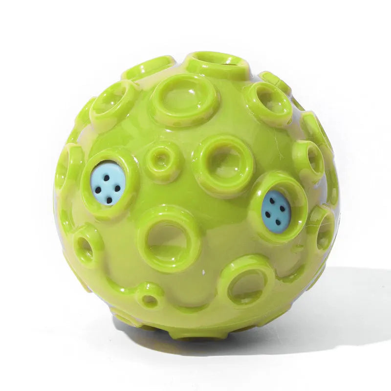 Durable dog toy ball for aggressive chewers with squeaky sound in black, blue, green, orange or yellow