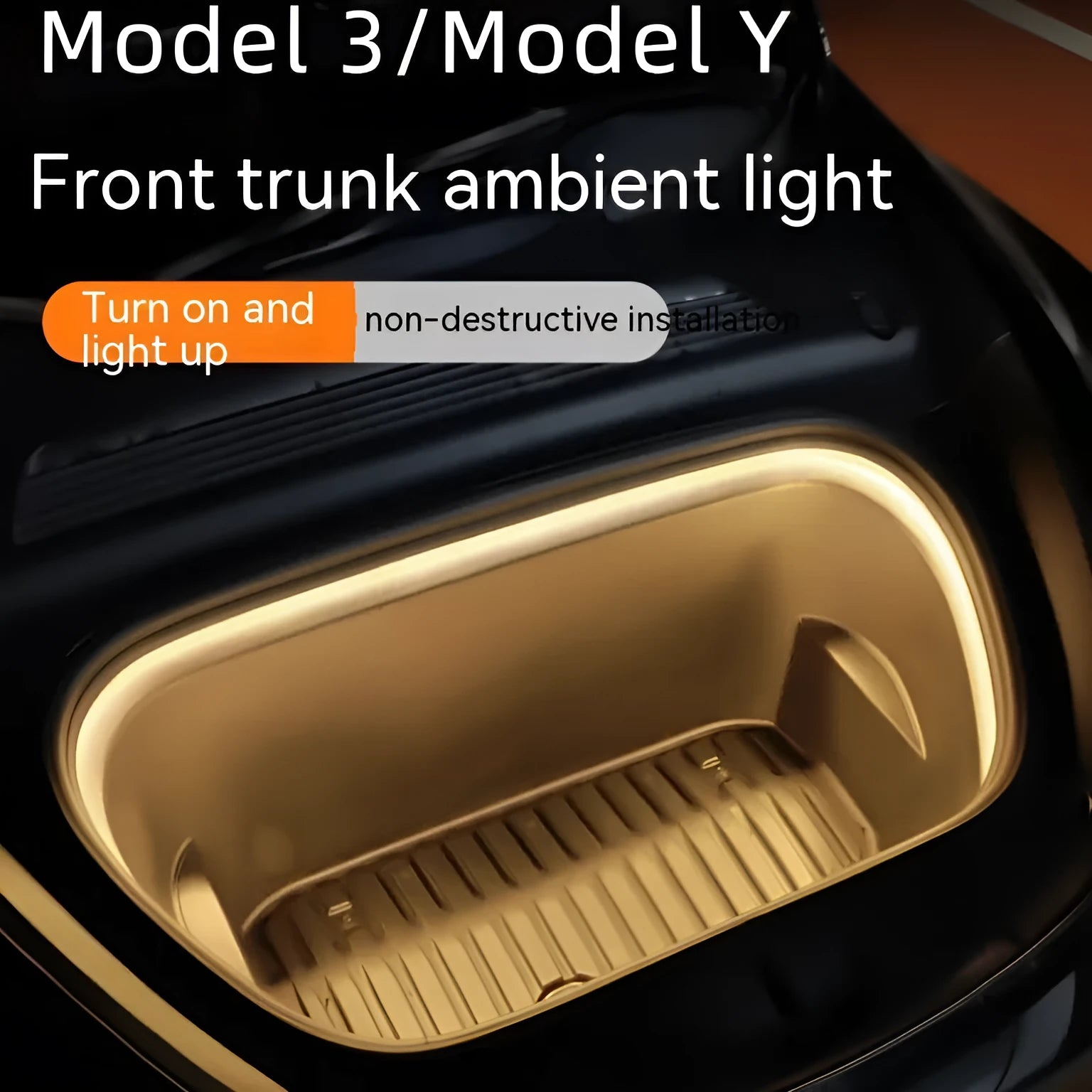 Tesla Model 3 Model Y front backup box ambience light kit with soft silicone light bar