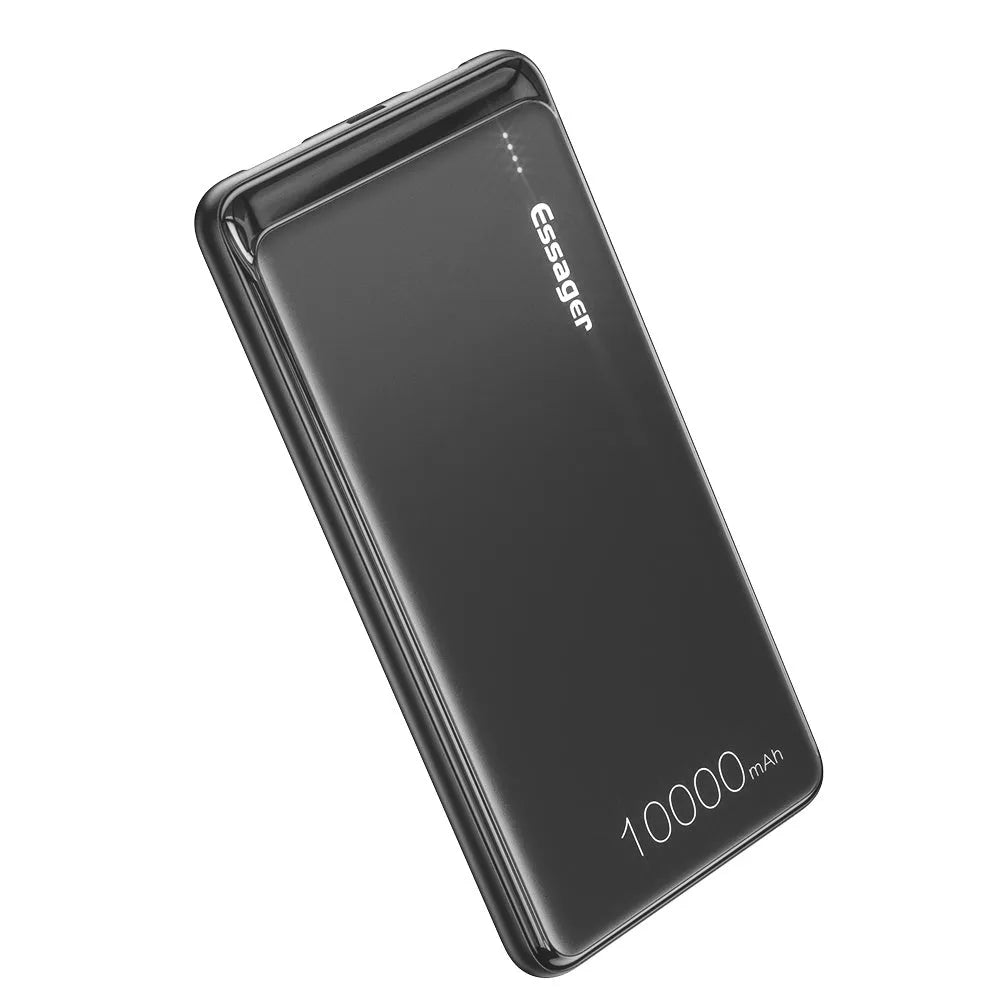 Essager Jane 10000mAh portable power bank in black or white with Type-C and Micro USB ports