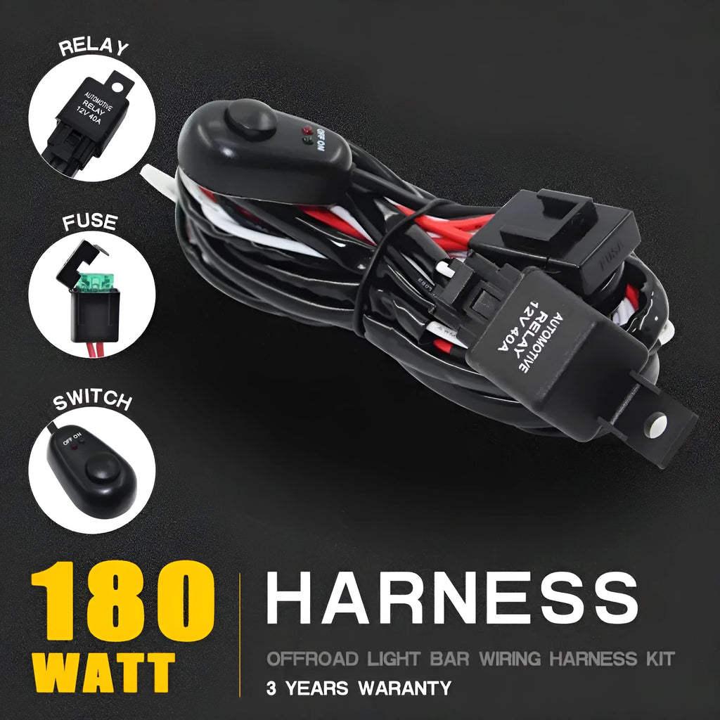 Automotive wiring harness for dual LED roof lights with silicone insulation and 2 metre length