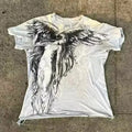 Gothic cartoon print men's short-sleeve casual top in colour HQ929 on a size chart background.