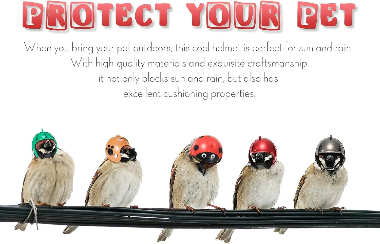 Adjustable pet safety helmet for small chickens and birds with sponge lining