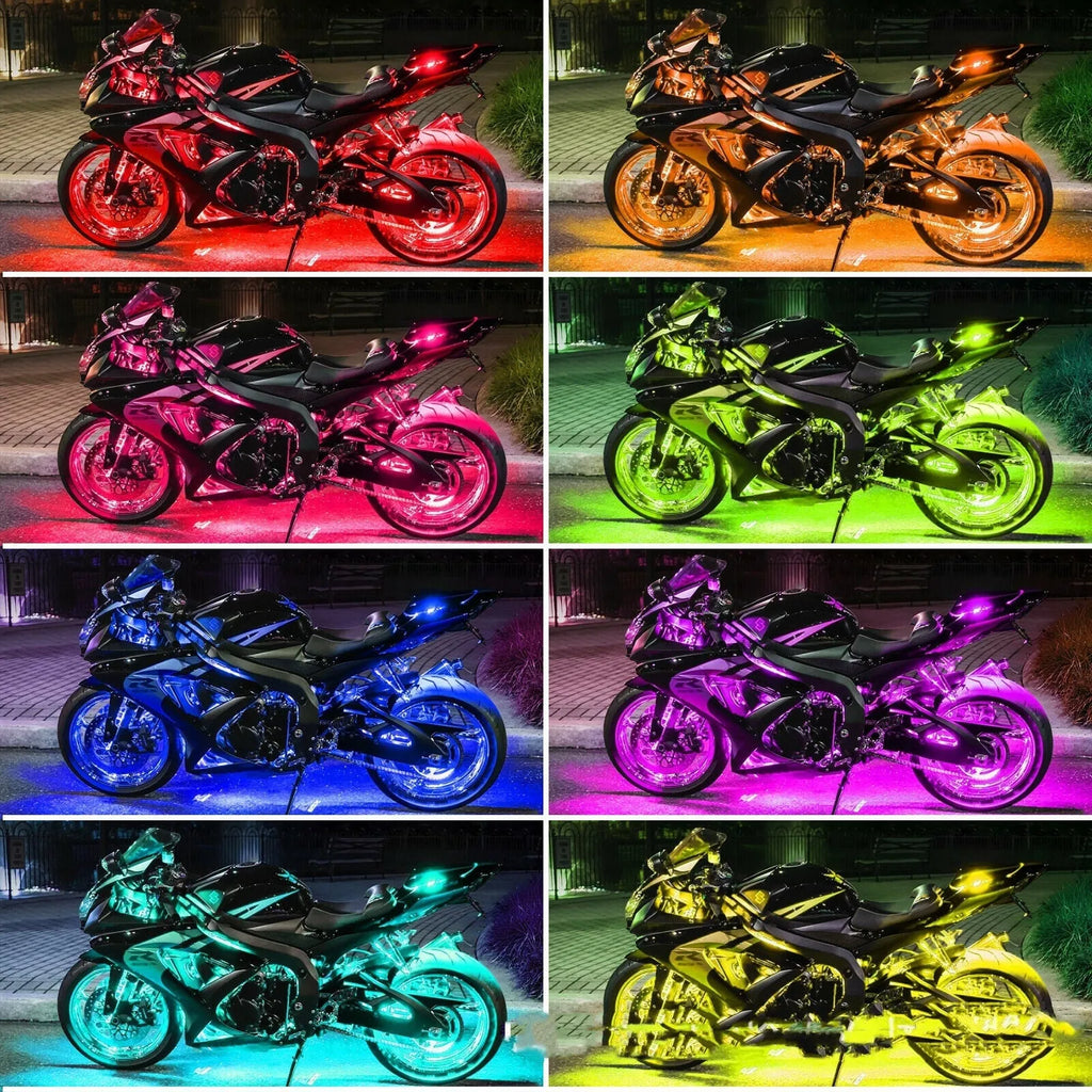 Black silicone RGB LED light bar with remote control for vehicle atmosphere lighting