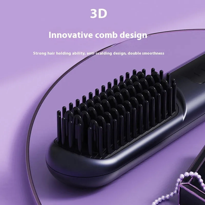 Portable charging negative ion hair comb in blue, grey, or white colours.