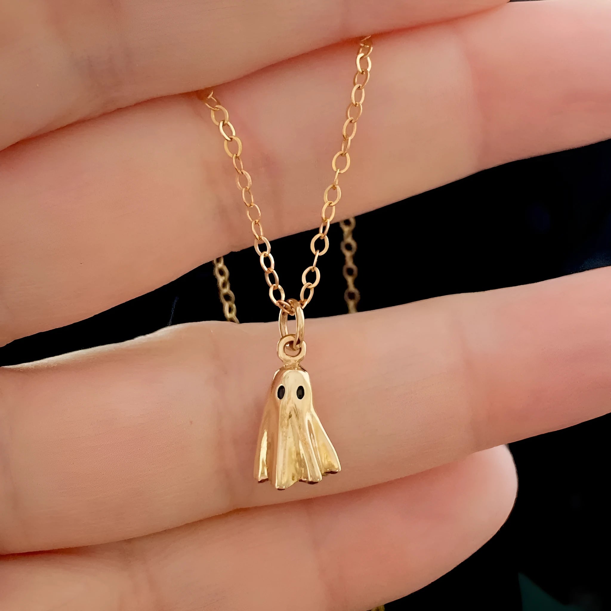 Ghost pendant necklace with titanium steel spectral pendant on stainless steel twisted chain