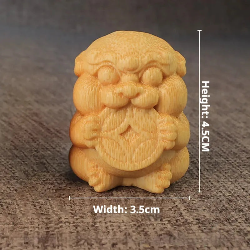 Solid bamboo carving ornament with traditional craft details, 4.5cm height