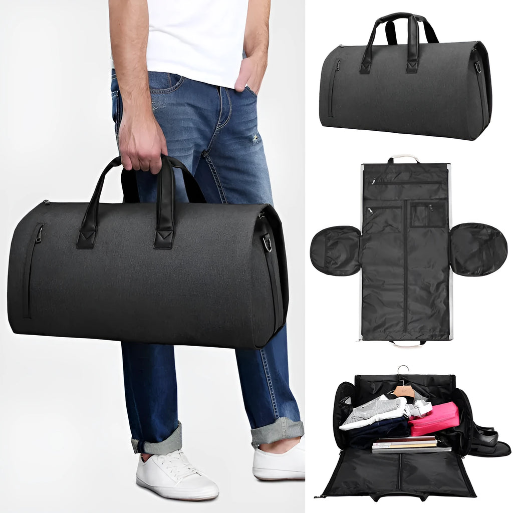 Medium oval travel bag with wet dry separation compartments and internal organisers in Oxford cloth