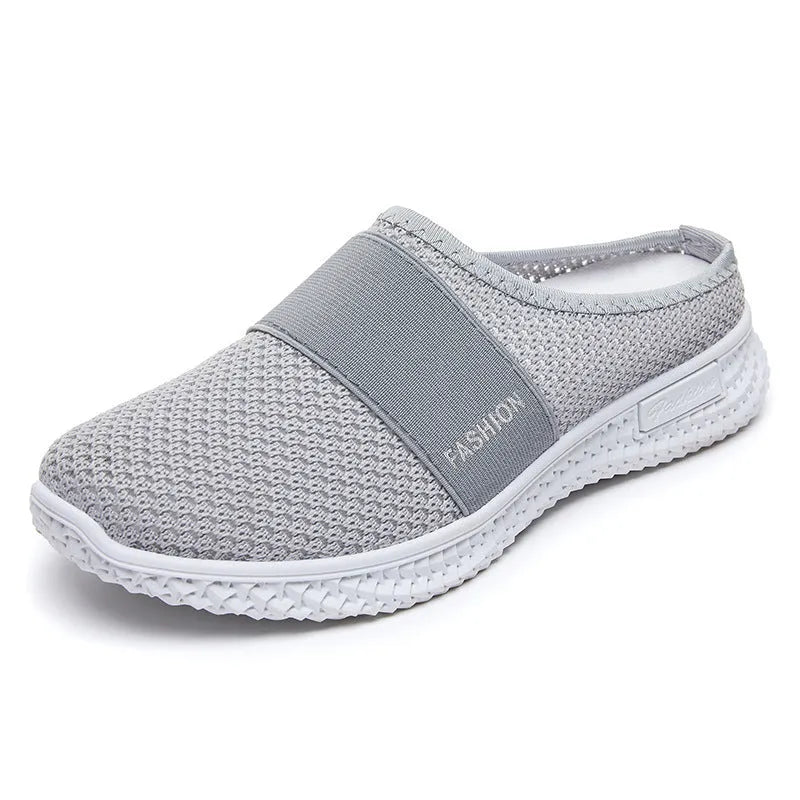 Women's mesh casual shoes with flat heel, hollow-out detailing, and round toe in multiple colour options