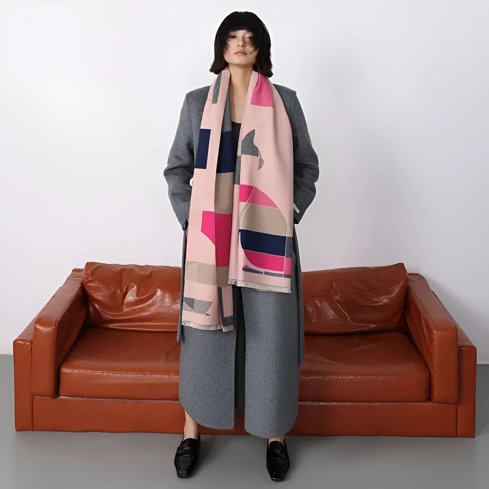European style imitation cashmere shawl scarf in various colours showing 185x65cm dimensions