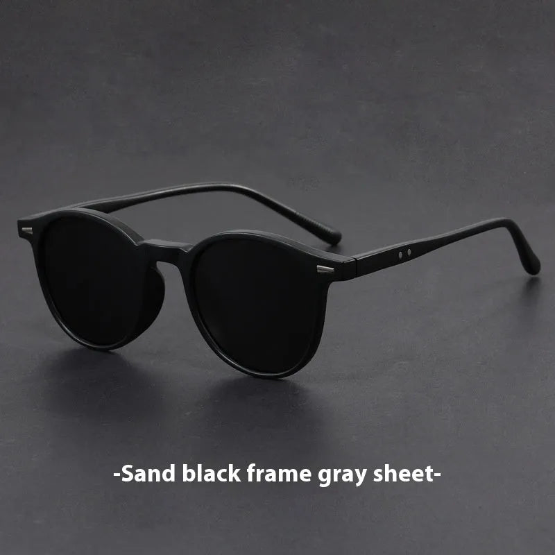 Retro round frame sunglasses with UV400 polarised lenses in five colour options