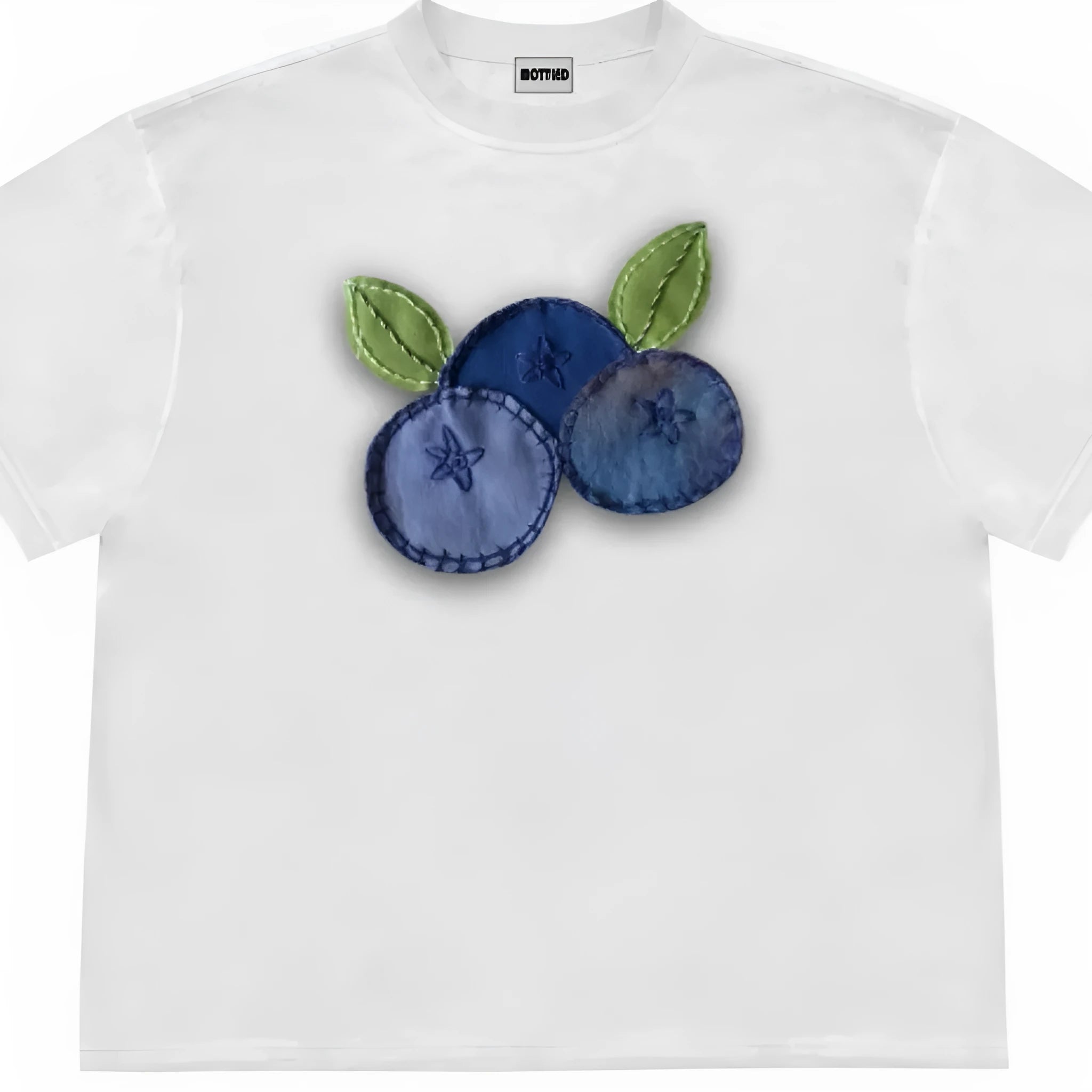 Loose fit short sleeve T-shirt with patchwork flower print in Ice Oxygen Cotton.