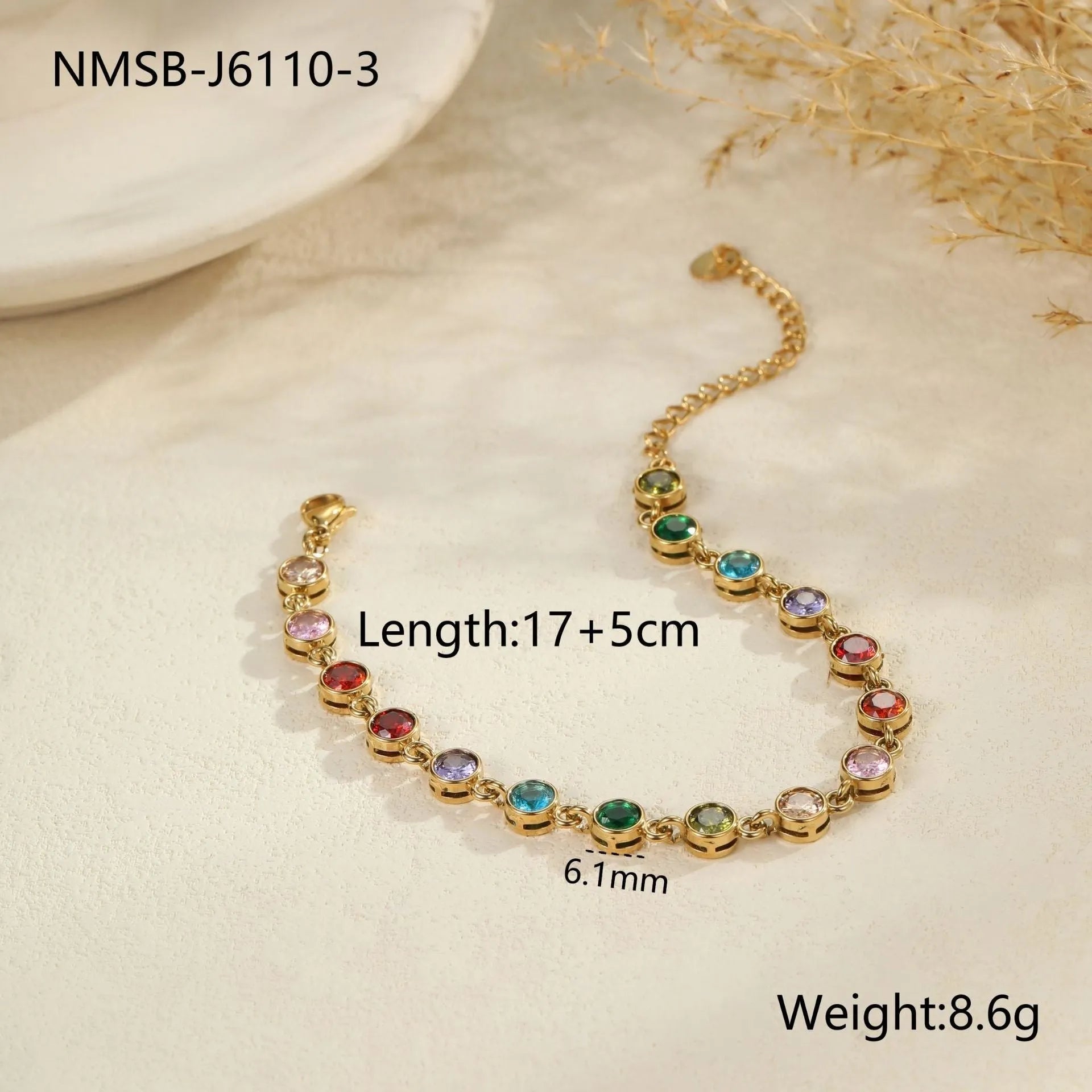 Women's stainless steel bracelet with 18K electroplating in gold or silver with geometric shapes