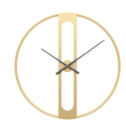 Round metal wall clock with 50cm diameter available in black or gold finish