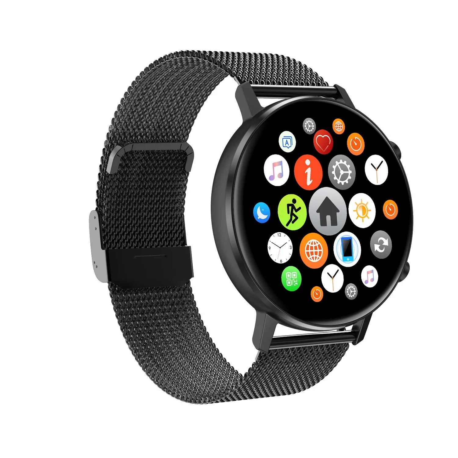 DT96 smart fitness tracker bracelet with steel strap and 1.3 inch colour display screen