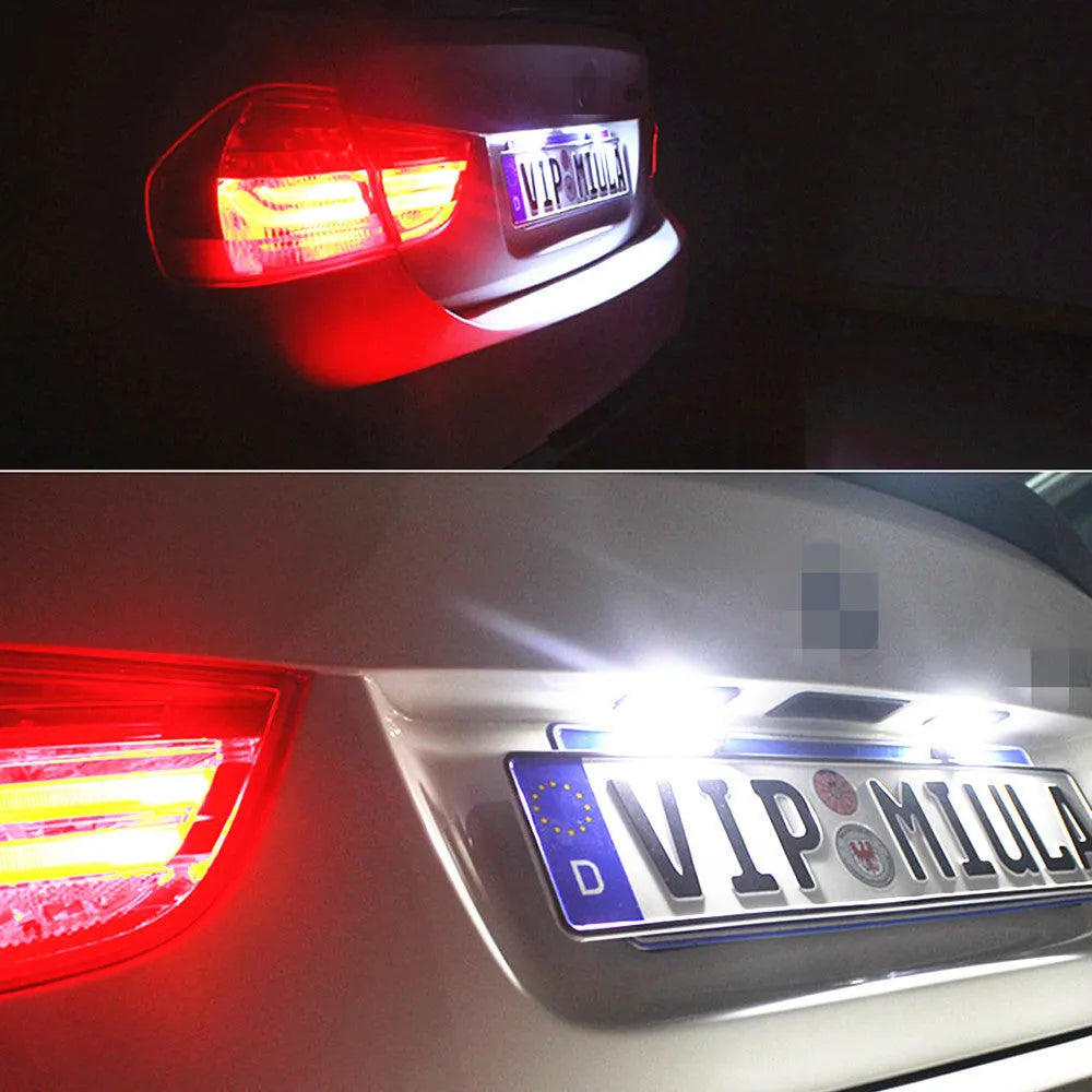 Pair of white LED license plate lights with 24 SMD LEDs for Volkswagen Golf 4 5 6 Polo Phaeton