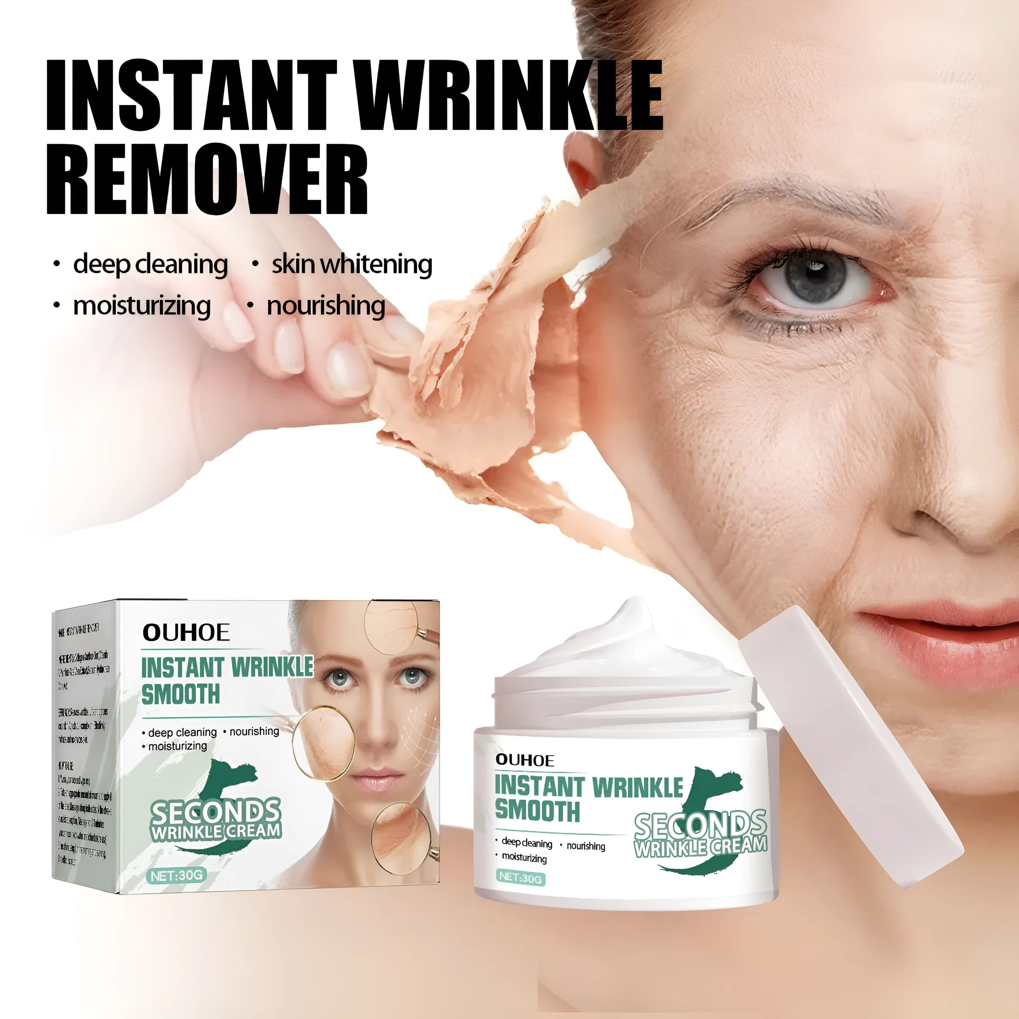 30g jar of anti-aging anti-wrinkle face cream for facial hydration and wrinkle reduction