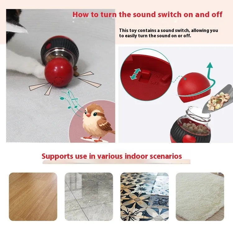 Plastic rotating cat toy ball with super ball colour and food dropping mechanism