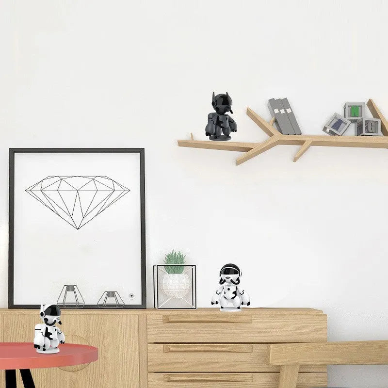 White Space Robot home security camera on a table with a detachable base, showing a wide-angle lens.